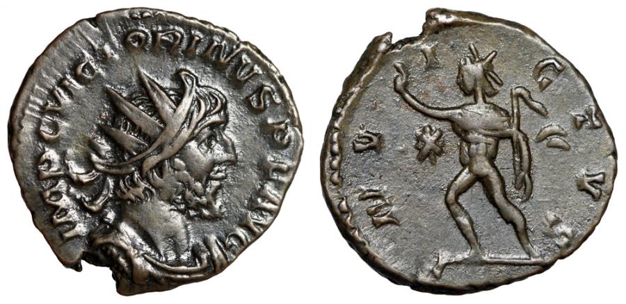 Ancient Coins - Victorinus Antoninianus "INVICTVS Sol Running, Whip" Attractive VF
