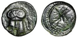 Ancient Coins - Thrace, Mesembria AE11 "Facing Corinthian Helmet & Wheel" Rare