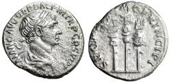 Ancient Coins - Trajan AR Denarius "Aquila Between Two Standards" Scarce