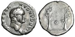 Ancient Coins - Vespasian AR Denarius "Two Laurel Branches" 74 AD Rome