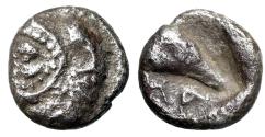 Ancient Coins - Ionia, Magnesia ad Meandrum AR Hemiobol "Herakles & Eagle Head" Very Rare