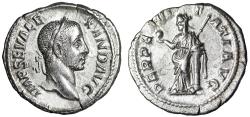 Ancient Coins - Severus Alexander AR Denarius "Perpetuitas, Perpetuity" Scarce Extremely Fine