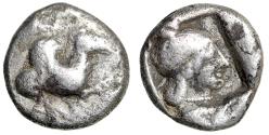 Ancient Coins - Corinthia, Corinth AR Drachm "Pegasus Flying / Aphrodite Portrait" Scarce