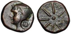 Ancient Coins - Pontos, Uncertain AE25 "Flap Phrygian Cap, Gorgon Facing Countermark / Star"