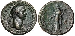 Ancient Coins - Domitian Dupondius "Fortuna, Rudder & Cornucopiae" Rome 86 AD
