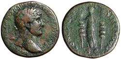 Ancient Coins - Hadrian Sestertius "Concordia Holding Two Legionary Eagle Standards"
