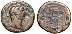 Ancient Coins - Trajan Sestertius "Temple of Jupiter, Triumphal Arch" Rare