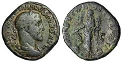 Ancient Coins - Maximinus I Thrax Sestertius "Providentia, Globe" Rome Good Fine