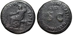 Ancient Coins - Augustus AE Sestertius "Divus Augustus Enthroned / SC" Titus Restoration