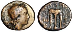 Ancient Coins - Akarnania, Phoitiaia (Phytia) AE18 "Apollo & Tripod" Extremely Rare