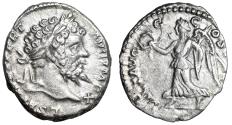 Ancient Coins - Septimius Severus AR Denarius "Victory, Palm" Rome 197-198 AD Good Very Fine