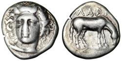 Ancient Coins - Thessaly, Larissa AR Drachm "Nymph Facing & Horse" Very Fine
