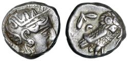 Ancient Coins - Attica, Athens AR Drachm Classic "Athena, Profile Eye / Owl" Very Rare