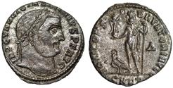 Ancient Coins - Licinius I Silvered Follis "IOVI CONSERVATORI AVGG Jupiter, Eagle" Heraclea EF