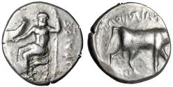 Ancient Coins - Crete, Praisos AR Stater "Zeus Seated & Bull" Extremely Rare