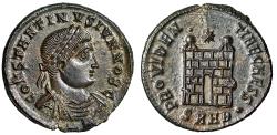 Ancient Coins - Constantine II Caesar Silvered Nummus "Campgate" Heraclea Extremely Fine