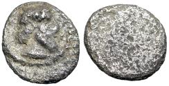 Ancient Coins - Asia Minor, Uncertain Uniface AR Hemiobol "Bearded Male / Blank" Very Rare
