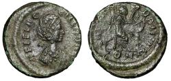 Ancient Coins - Aelia Flaccilla (Wife of Theodosius I) AE14 "Victory, Christogram Shield"