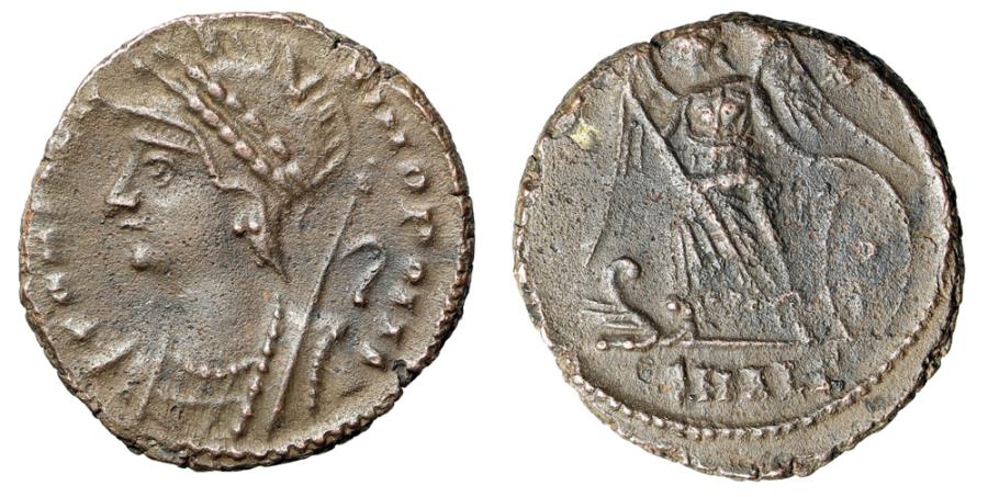Ancient Coins - Constantinople City Commemorative Minted at Alexandria "S-R in Fields" RIC 9