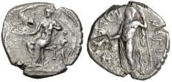 Ancient Coins - Cilicia, Nagidos AR Stater "Aphrodite Crowned by Eros & Dionysos" M Circle