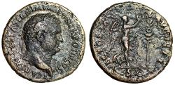 Ancient Coins - Titus as Caesar AE As "Victory Crowning Standard" Rome