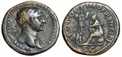 Ancient Coins - Trajan Dupondius "Dacia Seated on Shield, Trophy" Very Fine