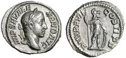 Ancient Coins - Severus Alexander AR Denarius "Mars Standing, Spear & Shield" Extremely Fine