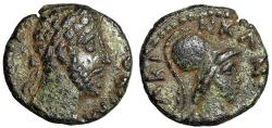 Ancient Coins - Commodus AE18 of Canatha, Arabia "Athena in Corinthian Helmet"
