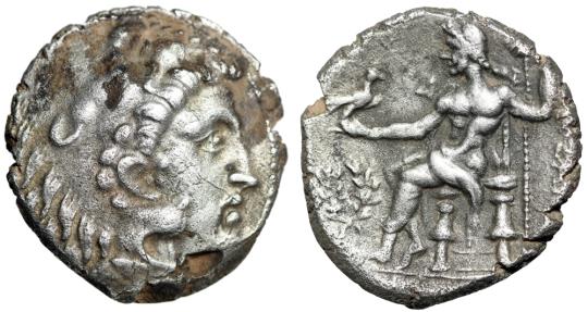 Celtic Commentary on Alexander III The Nice AR Tetradrachm Zeus, Uncommon Wreath