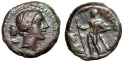 Ancient Coins - Sicily, The Mamertinoi AE Onkia "Aphrodite & Warrior" Good Very Fine