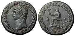 Ancient Coins - Nero Claudius Drusus Sestertius "Claudius Seated Among Arms" Extremely Fine