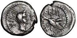 Ancient Coins - The Triumvirs: Octavian & Marc Antony Silver Quinarius Good Very Fine
