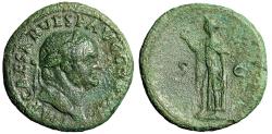Ancient Coins - Vespasian AE As "Spes Walking with Flower" Very Fine