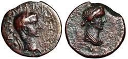 Ancient Coins - Germanicus & Agrippina I (Father & Mother of Caligula) AE19 "Portraits" Knossos?