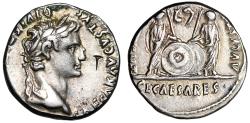 Ancient Coins - Augustus AR Denarius "Caius & Lucius Caesars, Lituus & Simpulum" Good Very Fine