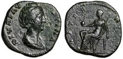 Ancient Coins - Diva Faustina I Senior Sestertius "Aeternitas Seated" Very Fine