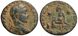Ancient Coins - Severus Alexander AE24 of Edessa "Tyche Seated, River Deity Swimming" Good Fine
