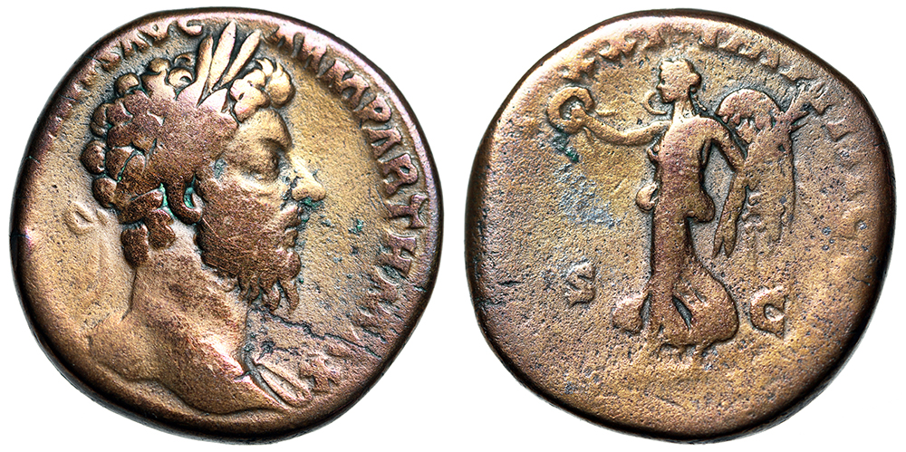 Marcus Aurelius Sestertius Winged Victory Rome 166-167 AD | Roman