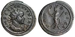 Ancient Coins - Tacitus Antoninianus "Pax, Transverse Spear" Lyons Very Fine