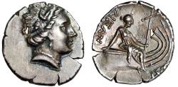 Ancient Coins - Euboia, Histiaia AR Tetrobol "Nymph on Prow" Scarce Blank Stern Variety