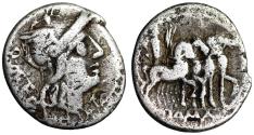 Ancient Coins - Q Caecilius Metellus AR Denarius "Roma & Jupiter in Quadriga" Fine