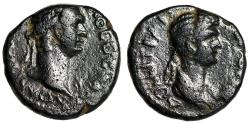 Ancient Coins - Domitian and Wife Domitia AE18 "Portraits of Both" Rare