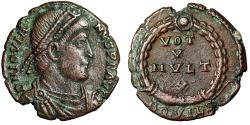 Ancient Coins - Jovian Nummus "Votive in Wreath" Aquileia Good Very Fine