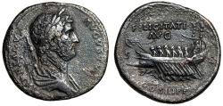 Ancient Coins - Hadrian Sestertius "Galley Sailing, Six Rowers" Very Fine