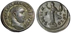 Ancient Coins - Maximinus II Daia Follis "Sol, Holding Head of Serapis" Near Extremely Fine