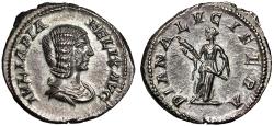 Ancient Coins - Julia Domna AR Denarius "Diana Lucifera, Torch" Choice Extremely Fine