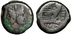 Ancient Coins - Q Marcius Libo AE As "Janus & Prow" Good Fine