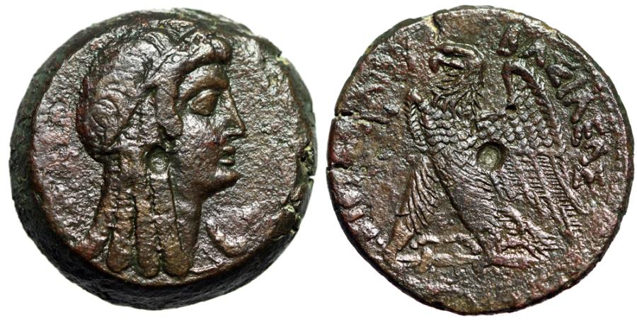 Ptolemaic Kingdom of Egypt: Ptolemy V Epiphanes Isis & Eagle AE27 Good VF