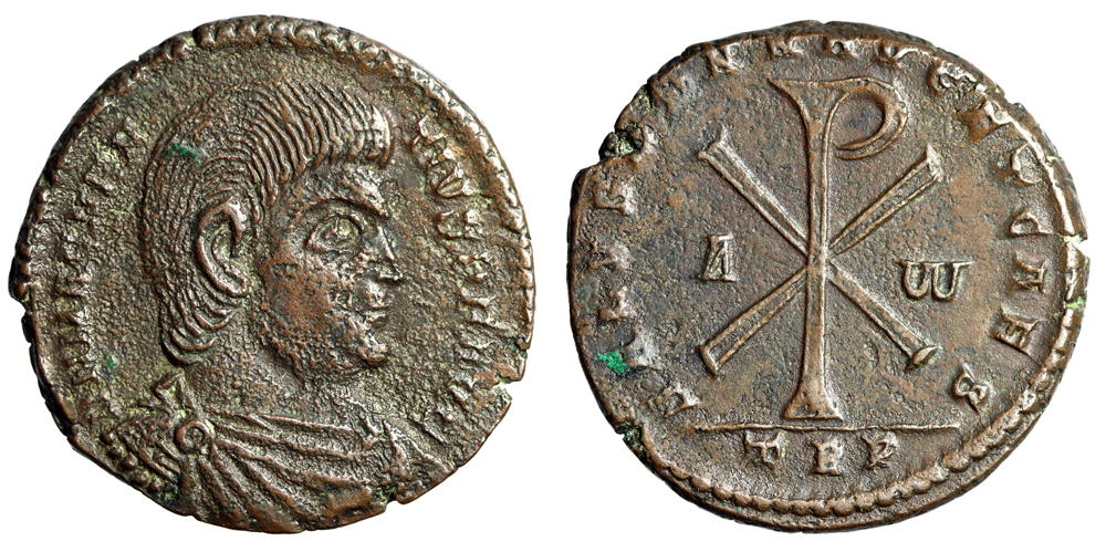 Magnentius Double Centenionalis Chi-Rho Christogram Trier RIC 318 gVF