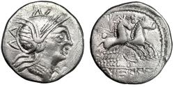 Ancient Coins - Roman Republic Barbarous Imitation AR Denarius "Crude Portrait & Biga" Rare